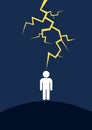 Man is hit by thunderbolt during thunderstorm Royalty Free Stock Photo