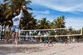 Man Hits Jump Serve In Miami Pickup Beach Volleyball Game