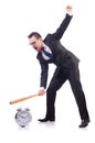 Man hitting the clock with baseball bat Royalty Free Stock Photo