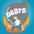 Man hold debts vector for money criss content