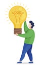 Man Hold Light Bulb, Symbol of Ideas and Solutions Royalty Free Stock Photo