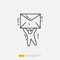 man hold mail doodle icon illustration
