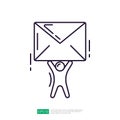 man hold mail icon illustration