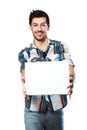 Man hold white card Royalty Free Stock Photo