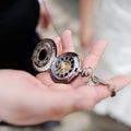 A man holding an antique pocketwatch Royalty Free Stock Photo