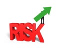Man holding arrow up on red 3D risk word
