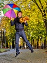 Man holding autumn umbrella