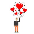 Man holding a balloon in the form of heart.Freedom concept. Royalty Free Stock Photo