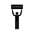Man holding banner sign with stop asian hate word Royalty Free Stock Photo