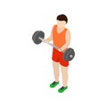 Man holding barbell icon, isometric 3d style