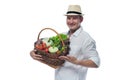 Man holding a basket of vegetables in hands Royalty Free Stock Photo