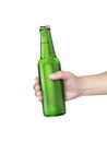 A man holding Beer bottle isolated on white background Royalty Free Stock Photo