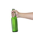 A man holding Beer bottle isolated on white background Royalty Free Stock Photo