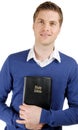 Man holding a bible showing commitment Royalty Free Stock Photo