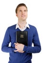 Man holding a bible showing commitment Royalty Free Stock Photo