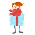 Man holding bid gift box with bow Royalty Free Stock Photo