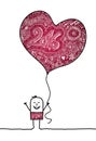 Man holding a 2016 big heart balloon Royalty Free Stock Photo