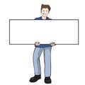 Man holding blank board - Vector Illustration Royalty Free Stock Photo