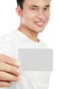 Man holding a blank card Royalty Free Stock Photo