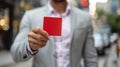 Man Holding a Blank Card.AI generated image Royalty Free Stock Photo