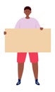 Man holding blank protesting placard. Person with empty banner Royalty Free Stock Photo