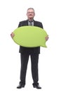 Man holding blank speech bubble with space for text Royalty Free Stock Photo