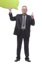Man holding blank speech bubble with space for text Royalty Free Stock Photo