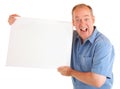 Man Holding a Blank White Sign
