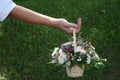 Man holding bouquet