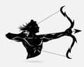 Man holding bow arrow vector illustration Royalty Free Stock Photo