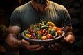 Man Holding Bowl of Fresh Assorted Vegetables