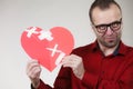 Man holding broken heart Royalty Free Stock Photo