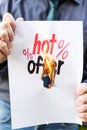 Man is holding a burning paper with words Royalty Free Stock Photo