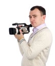 Man holding a camcorder Royalty Free Stock Photo