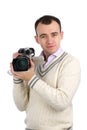 Man holding a camcorder Royalty Free Stock Photo