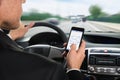 Man holding cellphone with message notification Royalty Free Stock Photo