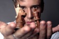 Man holding Chess Pieces