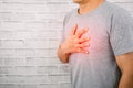 The man holding the chest the heart Heart disease symptoms Royalty Free Stock Photo