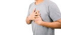 The man holding the chest the heart Heart disease symptoms Royalty Free Stock Photo