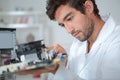 Man holding computer internals Royalty Free Stock Photo