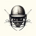 Cricket Player In Helmet: Realistic Hyper-detailed Portraits And Macabre Illustrations