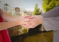 Man holding cupped hands of woman Royalty Free Stock Photo