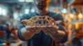 A Man Holding a 3D Printed Structure Royalty Free Stock Photo