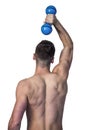 Man holding dumbbell over his head Royalty Free Stock Photo