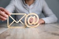 man holding email and letter sign Royalty Free Stock Photo