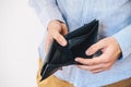 Man holding an empty wallet - economic crisis concept Royalty Free Stock Photo