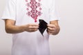 Man holding an empty wallet Royalty Free Stock Photo