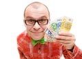 Man holding euro money Royalty Free Stock Photo