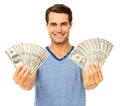Man Holding Fanned Us Paper Currency Royalty Free Stock Photo