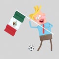 Man holding a flag of Mexico. 3D illustration. Royalty Free Stock Photo